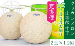 【ふるさと納税】【12ヶ月定期便】クラウンメロン【上(山等級)】中玉(1.3kg前後)2玉入り