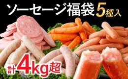 【ふるさと納税】ソーセージ福袋 おかず 惣菜 ウインナー ソーセージ 5種セット 合計4.02kg 大容量  粗挽き お弁当 食べ比べ 冷凍 ストッ