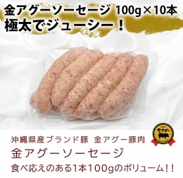 【ふるさと納税】沖縄県産　金アグー　ソーセージ　1000g　100g×10本