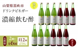 【ふるさと納税】【6回定期便】ドリンクビネガー（ゆず・ぶどう 720ml）6本セット ※ゆず×1本、ぶどう×1本を6回お届け 182-020