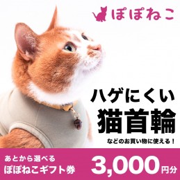 【ふるさと納税】ぽぽねこギフト券3,000円分（Eメールタイプ） 商品券 猫首輪 ハーネス エリザベスカラー 猫服 リード 保護服 迷子札 [BQ