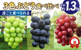 【ふるさと納税】【東御こもだ果樹園】皮ごと食べる３色ぶどうギフトセット（シャインマスカット、ナガノパープル、クイーンセブン）