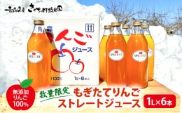 【ふるさと納税】【数量限定】もぎたてりんごストレートジュース 1L×6本 【無添加 りんご100％】