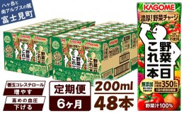 【ふるさと納税】【 定期便 6ヶ月 】 カゴメ 野菜一日これ一本 200ml×48本入 一日分の野菜 1日分の野菜 野菜100％ 紙パック 野菜ジュー