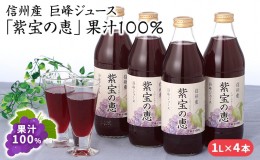 【ふるさと納税】信州産 巨峰ジュース 果汁100％　「紫宝の恵」 (1L×4本)