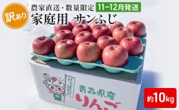 【ふるさと納税】【農家直送・数量限定】 11〜12月発送 家庭用 サンふじ 約10kg 【訳あり】 