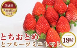 【ふるさと納税】No.682 【先行予約】とちおとめとフルーツミニトマト　18粒【茨城県共通返礼品 石岡市】 ／ 詰め合わせ とまと イチゴ 