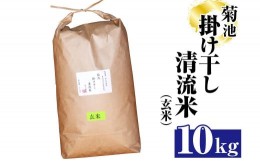【ふるさと納税】菊池掛け干し清流米(玄米) 10kg