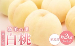 【ふるさと納税】岡山市産 白桃 ご家庭用 約2kg（6〜8玉）翁美の里＜2024年7月〜8月上旬発送＞