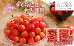 【ふるさと納税】【先行受付】 さくらんぼ 佐藤錦 1kg(500g×2パック) 北海道 芦別市 大橋さくらんぼ園[?5342-0055]