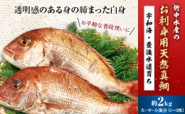 【ふるさと納税】竹中水産の「お刺身用天然真鯛」約2キロセット!(大、中、小混:1〜3枚)＜D22-263＞【1075515】