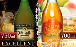 【ふるさと納税】The CHOYA CRAFT FRUIT 700ml EXCELLENT エクセレント 750ml 計2本 セット 飲み比べ 羽曳野商工振興株式会社《30日以内