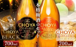 【ふるさと納税】The CHOYA BLACK 700ml The CHOYA CRAFT FRUIT 700ml 計2本 セット 飲み比べ 羽曳野商工振興株式会社《30日以内に出荷予