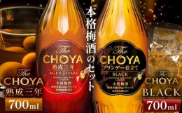 【ふるさと納税】The CHOYA 熟成三年 700ml The CHOYA BLACK 700ml 計2本 セット 飲み比べ 羽曳野商工振興株式会社《30日以内に出荷予定(