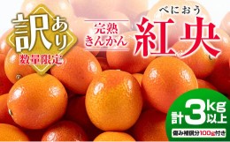 【ふるさと納税】訳あり 数量限定 完熟 きんかん 紅央 計3kg以上 傷み補償分100g付き フルーツ 果物 柑橘 金柑 みかん 人気 おすすめ 国