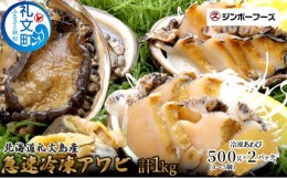 【ふるさと納税】北海道礼文島産　急速冷凍アワビ500g×2