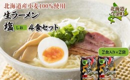 【ふるさと納税】【北海道 産 小麦 100%使用】生 ラーメン（塩味）4食セット ｜らーめん 拉麺 しお 送料無料 F21W-081