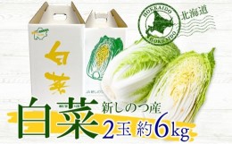 【ふるさと納税】北海道 新しのつ産 白菜 2玉 約6kg ハクサイ 農作物 野菜 葉物野菜 葉物 冬野菜 旬 国産 北海道産 生 甘い ヘルシー 漬