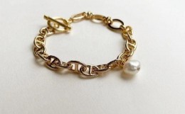 【ふるさと納税】[Cherieオリジナルブレスレット]pearl chain brace / gold