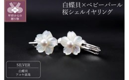【ふるさと納税】白蝶貝×ベビーパール　桜シェルイヤリング