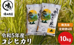 【ふるさと納税】【定期4ヶ月】新米 コシヒカリ 乾式無洗米 10kg（5kg×2）令和5年産 [?5346-0663]