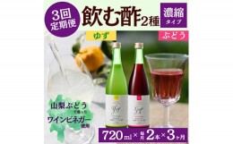 【ふるさと納税】＜毎月定期便＞飲む酢のイメージを変える!ドリンクビネガー2種《濃縮タイプ》720ml×2本全3回【4012323】