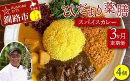 【ふるさと納税】【3ヶ月連続定期便】ひだまり薬膳スパイスカレー 4個 冷凍 薬膳 スパイスカレー カレー スパイス デトックス 保存食 ジ