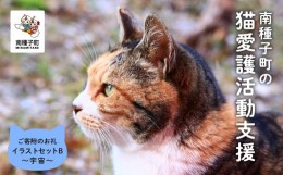 【ふるさと納税】【猫愛護ボランティア作成】猫ちゃんのイラストセットB：猫と宇宙のファンタジー
