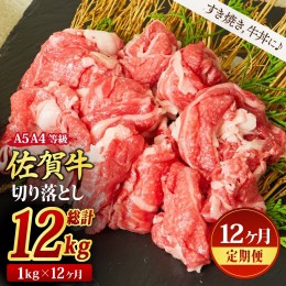 【ふるさと納税】【12回定期便】佐賀牛 切り落とし 1000g（500g×2)（合計12kg）【すき焼き用牛肉 すき焼き用 すき焼き 牛丼 A5 A4 希少 