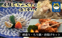 【ふるさと納税】【国産】養殖とらふぐ1匹盛り合わせ　刺盛り・ちり鍋・唐揚げセット[?5346-0672]