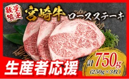 【ふるさと納税】生産者応援 数量限定 宮崎牛 ロース ステーキ 3枚 牛肉 ビーフ 黒毛和牛 ミヤチク 国産 ブランド牛 食品 おかず ディナ