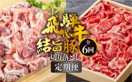 【ふるさと納税】《定期便》全6回 飛騨牛 切り落とし 500g 結旨豚 切り落とし 1.5kg セット 訳あり 等級 部位お任せ 牛 豚 食べ比べ 真空