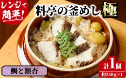 【ふるさと納税】料亭の釜めし・極＜鯛と銀杏＞(約250g×1)釜飯 料亭 惣菜 時短 お取り寄せ グルメ 冷凍 レンジアップ【TW-5】【魚甚閣 