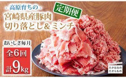 【ふるさと納税】高原育ちの宮崎県産豚肉切り落とし＆ミンチ定期便9kg（計6回×1.5kg）おいしさ堪能 アレンジ色々 [夕食 お弁当 一人暮ら