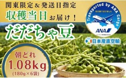 【ふるさと納税】【8月20日配送】限界鮮度！「産直空輸」で当日お届け！朝採れだだちゃ豆 1.08kg（180g×6袋）　山形県鶴岡市特産