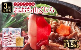 【ふるさと納税】【定期便3回コース】おおち山くじら（イノシシ肉） 味噌すき鍋セット 約500g【冬猪肉 ロース 200g 夏猪肉 モモ 200g 肉 