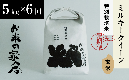 【ふるさと納税】【新米：令和5年産】プチプチ食感！特別栽培「ミルキークイーン」５K玄米×6回