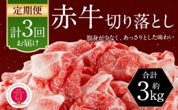 【ふるさと納税】【3ヶ月定期便】 赤牛 切り落とし 1kg (500g×2パック)×3回 牛肉 お肉 定期