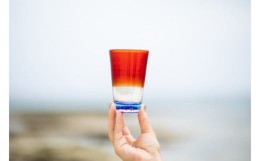 【ふるさと納税】【RYUKYU GLASS WORKS 海風】残波の夕日ビアグラス（青）