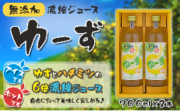 【ふるさと納税】ゆーず ゆずジュース 6倍希釈飲料 700ml×2本 はちみつ 濃縮ジュース フルーツジュース ドリンク 清涼飲料水 飲料 柚子 