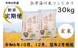 【ふるさと納税】29≪令和6年度 新米 先行予約≫湯川村産コシヒカリ 玄米30kg(5kg×2袋)【全3回 定期便】