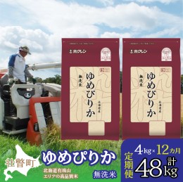 【ふるさと納税】定期便 12ヵ月連続12回 北海道産 ゆめぴりか 無洗米 4kg  SBTD052