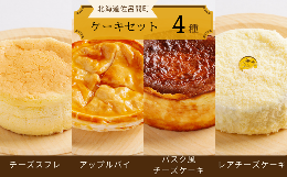 【ふるさと納税】4種のケーキセット（チーズスフレ・アップルパイ・バスク風チーズケーキ・レアチーズ） 【 ふるさと納税 人気 おすすめ 