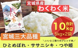 【ふるさと納税】宮城県産三大銘柄いいとこ取りブレンド米  わくわく米 5kg×2袋入 計10kg