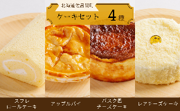 【ふるさと納税】4種のケーキセット（スフレロールケーキ・アップルパイ・バスク風チーズケーキ・レアチーズケーキ） 【 ふるさと納税 人