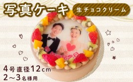 【ふるさと納税】ケーキ 生チョコ 4号 写真ケーキ クリーム デコレーション デザート スイーツ フルーツ イチゴ キウイ オレンジ プリン