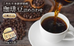 【ふるさと納税】コーヒー 豆 3種 セット 計 750g 250g × 3袋  オリジナル ブレンド 自家 焙煎 こだわり 水研ぎ 自然焙煎 アイスコーヒ