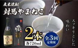 【ふるさと納税】【全3回定期便】麦米焼酎 対馬やまねこ 25度 720ml 2本セット《対馬市》【株式会社サイキ】対馬 酒 贈り物 米焼酎 プレ