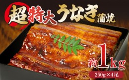 【ふるさと納税】【丑の日までにお届け！7月7日入金まで】 【配送日指定可】 うなぎ 蒲焼き ( 特大 4尾 計1kg 250g×4尾 ) ご飯にかける