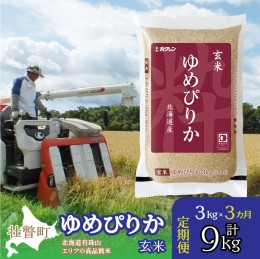 【ふるさと納税】定期便 3ヵ月連続3回 北海道産 ゆめぴりか 玄米 3kg  SBTD070